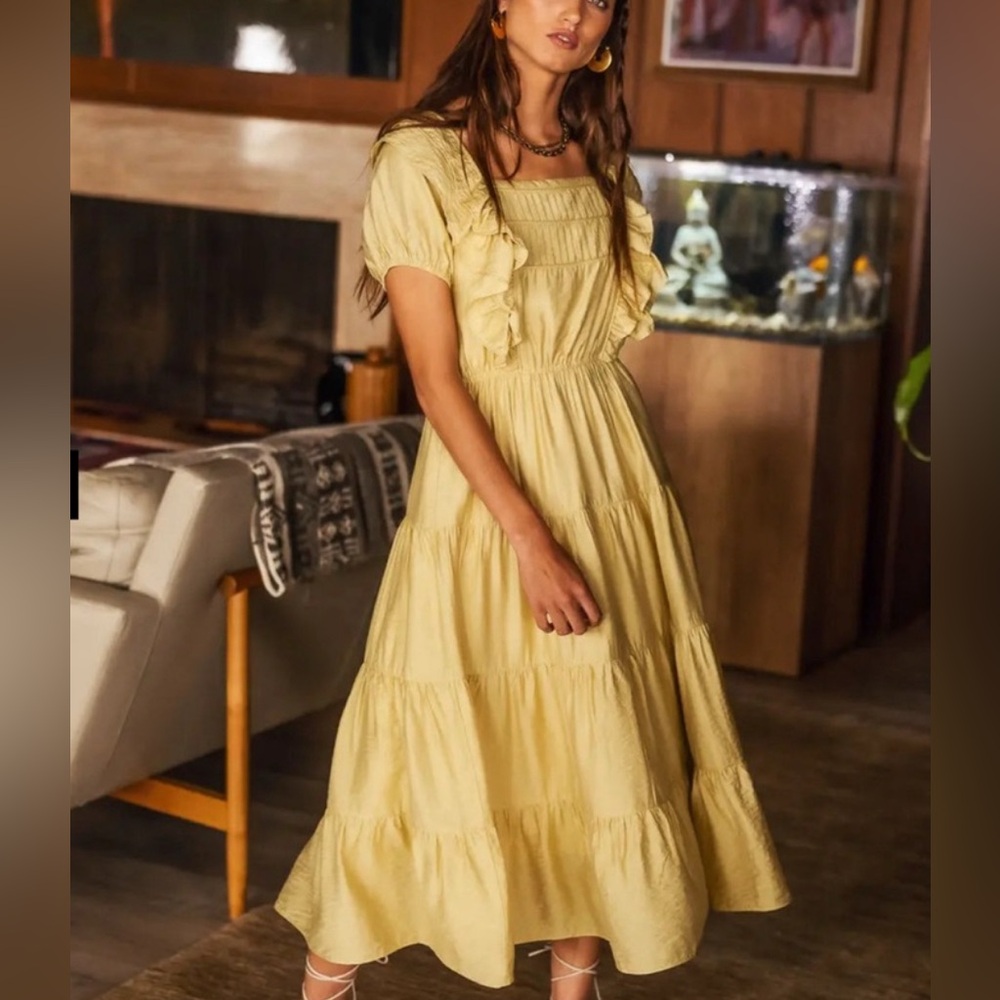 Bohme Soft Yellow Midi Dress